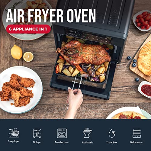 Air Fryer Oven, Toaster Oven Air Fryer Combo with Shake Reminder, BLAZANT large AirFryer Oven with Rotisserie and Dehydrator, LED Touch Screen, Free Recipes & Magnetic Cheat Sheet, 7 Accessories Included