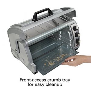 Hamilton Beach 6-Slice Countertop Toaster Oven with Easy Reach Roll-Top Door, Bake Pan, Silver (31127D)