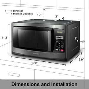 Toshiba EM925A5A-BS Microwave Oven with Sound On/Off ECO Mode and LED Lighting, 0.9 Cu.ft, Black Stainless (Renewed)