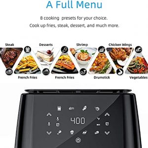 Air Fryer, 7 Quart, 1700-Watt Electric Air Fryers Oven for Roasting/Baking/Grilling, 8 Cooking Presets, LED Digital Touchscreen, BPA-Free, ETL Listed (Black)