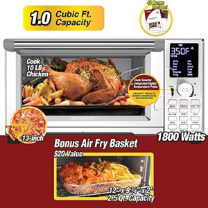 NUWAVE Bravo Air Fryer Toaster Smart Oven, 12-in-1 Countertop Convection, 30-QT XL Capacity, Integrated Temperature Probe for Perfect Results, Heavy Duty Racks with Load of Over 30 Pounds, 50°-500°F Temperature Controls, Top and Bottom Heater Adjustments 0%-100%, Brushed Stainless Steel Look