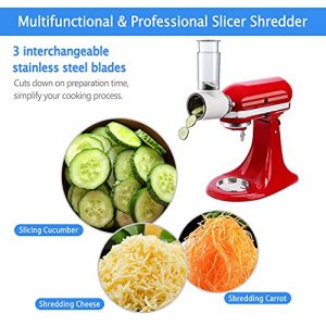 Slicer Shredder Attachment for Kitchenaid Stand Mixer, Cofun Shredder Accessories for Kitchenaid Mixer, Cheese Grater Attachment as Kitchenaid Attachments for Mixer with 3 Blades (Black)