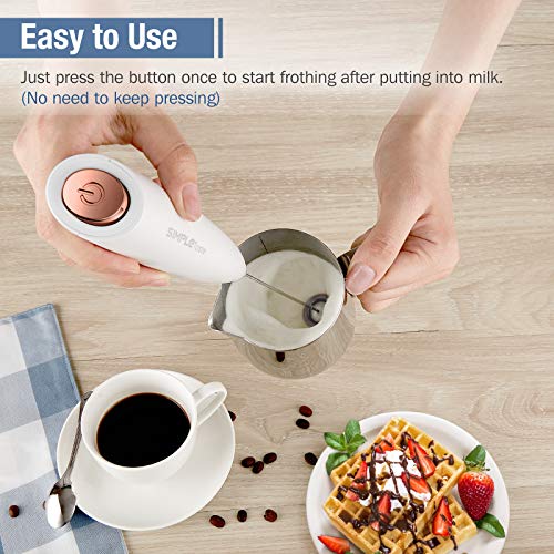SIMPLETaste Milk Frother Handheld Battery Operated Electric Foam Maker, Drink Mixer with Stainless Steel Whisk and Stand for Cappuccino, Bulletproof Coffee, Latte