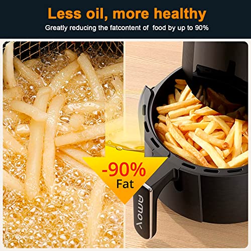 Small Air Fryer for Two People, YOMA 2.6 Qt Small Airfryer with Temperature,1200 Watt,Non-stick Fry Basket, 8 Recipe Guide, Auto Shut Off, Oil-less Healthy Mini Air Fryer for Dorm , Kitchen, Office, RV , Camping