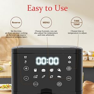 ECOCASA Air Fryer,3.4Qt Small Electric Hot Air Fryer Oilless Cooker 1200W with 8 Presets,LCD Touch Screen,Nonstick Basket(Black)