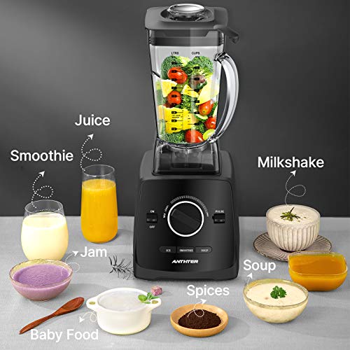 Smoothie Blender, Anthter 1600W Professional Countertop Blender for Kitchen, with 68oz BPA Free Pitcher, 3 Presets, 6-Leaf Stainless Steel, Ideal for Smoothies, Milkshakes, Ice Crushing, and Juice