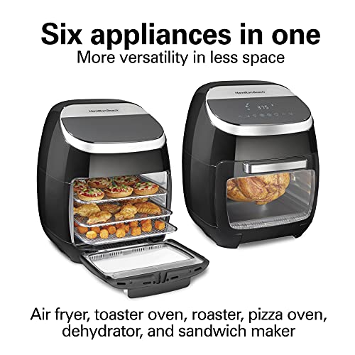 Hamilton Beach 11.6 QT Digital Air Fryer Oven with Rotisserie and Rotating Basket, 8 Pre-Set Functions including Dehydrator, Roaster & Toaster, 1700W, Black (35070)