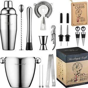Bar Set 15 Piece Mixology Bartender Kit - Cocktail Shaker Set Bar Tool Set for Home and Professional Bartending - Martini Shaker and Drink Mixing Bar Tools - Cocktail Kit w/Exclusive Recipes Bonus