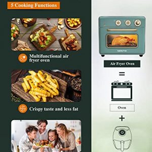 Neretva Air Fryer, 21QT Air Fryer Oven, 5 Function Toaster Oven Air Fryer Combo with Air Fry/Roast/Bake/Toast/Defrost, 1500W Convection Oven with Knob Control, Recipe and 6 Accessories Included, Vintage Green