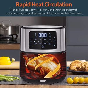 Air Fryer, 6 Quart 7 in 1 Electric Hot Air Fryer with LCD Touch Panel, WEXNCIU Digital Hot Oven Oiliness Cooker, Upgrade 7 Presets, Preheat, Keep Warm& Nonstick Frying Pot
