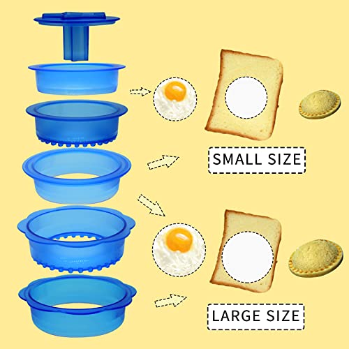 eastbao Sandwich Cutter and Sealer,3 Sets(12 Pieces)Uncrustables Sandwich Maker,DIY Plastic Circle Cookie Cutter for Boys and Girls,Great for Kids Lunch Bento Food Maker Accessories(Round+Heart+Star)