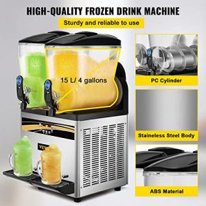 VEVOR Margarita Machine, 15LX2 Tanks Frozen Drink Machine, 1000W Commercial Slushy Machine, Frozen Margarita Machine Perfect for Restaurants Cafes Bars