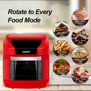 Air Fryer 10QT KUPPET Electric Hot Air Fryer, Roasting, Reheating, Touch Screen Oven Oilless Cooker Extra Large Capacity Nonstick Fry Basket with Additional Accessories, 1700W,Red