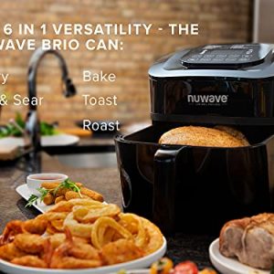 NUWAVE 7.25Qt Air Fryer 1800W, 7-in-1 Air Fryer Oven Combo with One-Touch Screen, 100 Presets to Set, Roast Toast Crisp Reheat, Easy to Use, Dishwasher-Safe Heavy Duty Nonstick Basket