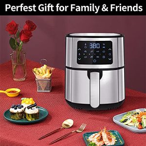 Air Fryer 6 Quart, 11 in 1 Large Air Fryers with Digital Screen, 100-400℉ Electric Oilless Cooker for Air Roast, Bake, Reheat & Dehydrate, Non-Stick Basket Dishwasher Safe, Healthy Cooking Recipes