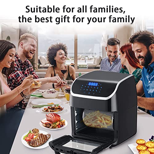 Jacgood 13 Quart Air Fryer, Rotisserie and Convection Oven, 10-in-1 Air Fry, 1800W Electric Air Fryer Toaster Oven,Roast, Bake, Dehydrate and Warm