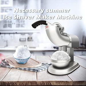 Ice Crusher Shaver Electric Snow Cone Machine Dual Blades 440lbs/hr Shaved Ice Machine for Home and Commercial Ice Shaver Heavy Duty Silver