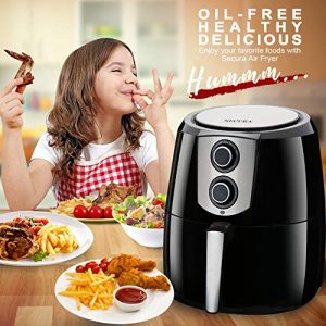 Secura Air Fryer XL 5.5 Quart 1800-Watt Electric Hot Air Fryers Extra Large Oven Nonstick Cooker for Healthy Oil-free Low Fat Cooking with Automatic Timer and Temperature Control, Bonus Food Divider