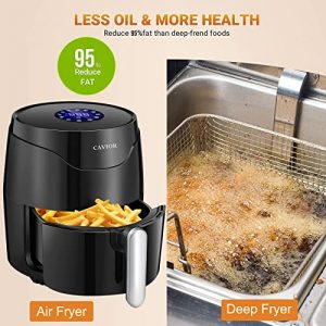CAVIOR Air Fryer, 3.7QT Air Fryers 7-in-1 Hot Airfryer Oven Oilless Cooker with Digital Touch Screen Nonstick Basket Large Portable Electric Airfryers with 7 Cooking Presets Black