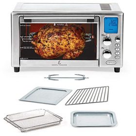 Emeril Lagasse Power Air Fryer 360 Better Than Convection Ovens Hot Air Fryer Oven, Toaster Oven, Bake, Broil, Slow Cook and More Food Dehydrator, Rotisserie Spit, Pizza Function Cookbook Included (Stainless Steel)