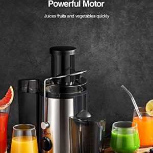 Centrifugal Juicer Machine, Juicer Extractor with Wide Mouth 3” Feed Chute for Fruit Vegetable, Easy to Clean, Stainless Steel, BPA-free
