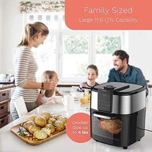 hOmeLabs 11.6 Quart XXL 8-in-1 Air Fryer Oven - Bake, Broil, Dehydrate and More - Complete Set of Dishwasher Safe Accessories Included