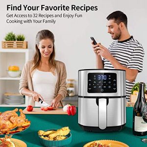 Air Fryer, WEXNCIU 6 QT Electric Hot Oven Oilless Cooker LCD Digital Screen and Nonstick Frying Pot with 7 Presets, Preheat& Keep Warm, Appointment & Nonstick (72 Recipes) (6-QT)