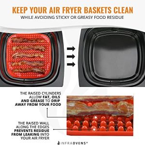Air Fryer Accessories with Rack, Reusable Mats and Cheat Sheet Guides Compatible with Nuwave® Brio, Dash, Comfee + More - Stainless Steel Air Fryer Rack, Square 6 inch