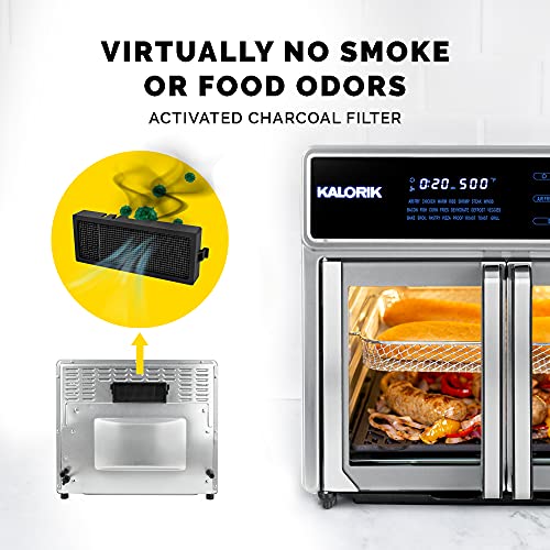 Kalorik MAXX® AFO 47631 SS AS SEEN ON TV Air Fryer Oven Grill (26 Qt) Digital Smokeless Indoor Grill and Air Fryer Oven Combo with 11 Accessories, Authentic BBQ, Rotisserie, and More | 1700W | Black & Stainless Steel