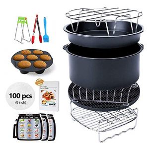 Ptsaying Air Fryer Accessories XL,15 sets 8inch Accessory Kit for COSORI Ninja Phillips Gowise Gourmia Dash Power XL Air Fryer, Fit-4.2-6.8QT Air Fryer with 8 Inch Cake Pan, Pizza Pan, Silicone Baking Cup