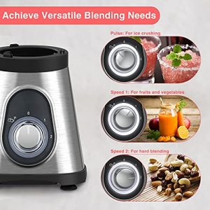 Glass Smoothie Blender for Kitchen 750W, Professional Countertop Blender 27,000RPM for Shakes with 48oz BPA-Free Cup, 6 Stainless Steel Blades and 2 Speeds & Pulse Function