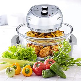 Big Boss Air Fryer, Super Sized 16 Quart Large Air Fryer Oven Glass Air Fryer, Infrared Convection Healthy Meal Electric Cooker with Timer, Dishwasher Safe, Plus 50+ Recipe Book