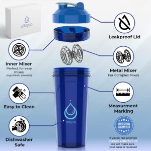 [4 Pack] Protein Shaker Bottles for Protein Mixes | Dishwasher Safe | 2 Small 20 oz & 2 Large 28 oz Shaker Cups for Protein Shakes | Dual Mixing Blender Shaker Bottle Pack by Diliqua
