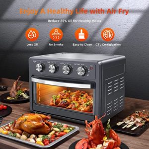 Air Fryer Toaster Oven Combo, 25 QT Air Fryer 7-in-1 Convection Toaster Oven with Air Fryer, Roast, Bake, Broil, Reheat, Large Toaster Oven Air Fryer Combo 5 Accessories Up to 450°F 1700W