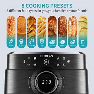 Ultrean Air Fryer, XL 6 Quart 8-in-1 Electric Hot Air Fryer Oven Oilless Cooker, Large Family Size LED Touch Control Panel and Nonstick Basket, UL Certified,1700W