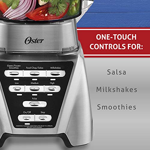Oster Blender | Pro 1200 with Glass Jar, 24-Ounce Smoothie Cup and Food Processor Attachment, Brushed Nickel - BLSTMB-CBF-000