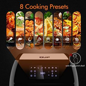 OJF Air Fryer,12.7 Quarts Large Multi-use Air Fryers Rotisserie Dehydrator Oven with Extra Large Visible Window,8 Presets Digital Touch Screen Air Fryer with Rich Accessories and Recipes,1700W Glossy Black