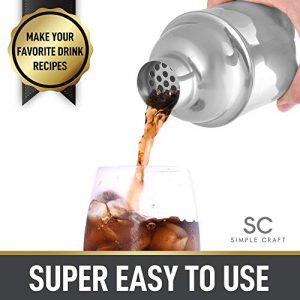 Simple Craft Cocktail Shaker Set - Stainless Steel 24oz Drink Shaker With Spoon and Jigger - Professional Grade Martini Shaker & Bar Shaker for Mixing Liquor, Chilled Drinks, and More