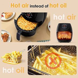 Air Fryer, 4.8QT Airfryer 1400W Electric Hot Oven Oilless Cooker with LCD Touch Screen, 7 Presets, Timer/Temperature Adjustable, Nonstick Basket Easy Clean, BPA-Free,Black