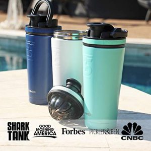 Ice Shaker Stainless Steel Insulated Water Bottle Protein Mixing Cup (As seen on Shark Tank) | Gronk Shaker | (Mint 26 oz)