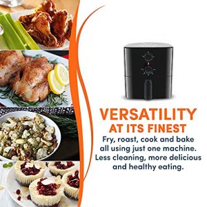 Elite Gourmet EAF-3218 Personal 1.1Qt. Compact Space Saving Electric Hot Air Fryer Oil-Less Healthy Cooker, Timer & Temperature Controls, PFOA Free, 1.1 Quart, Black