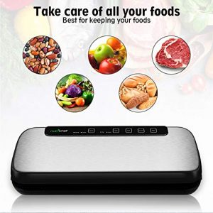 Automatic Vacuum Sealer Machine System - Home Kitchen Simple and Compact Sealing System, Fresh Saver Meal, Storage for Dry/Moist Product, Includes Plastic Roll Bag Starter Kit - NutriChef