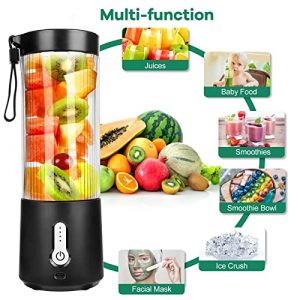 2022 Portable Blender, Nogegra Personal Blender for Shakes and Smoothies 16oz Mini Blender 4000mAh USB Rechargeable with 6 Blades Blender Cup for Juices, Milkshake, Smoothies, Salad Dressing, Baby Food
