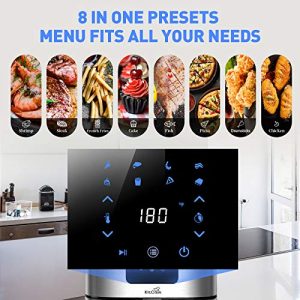 KitCook Large Air Fryer XL, 1500W 120V 5.8QT Stainless Steel Air Fryers Oven, Nonstick Basket, LED Touch Screen, 8 Presets Menus, Dishwasher Safe for Roaste/Bake/Grill with Racks & Skewers Recipes