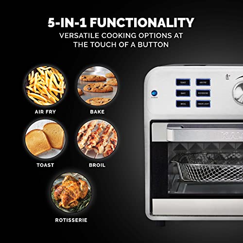 Kalorik Air Fryer Oven AFO 47916 SS | 22 Quart 5-in-1 Digital Countertop Toaster Oven Air Fryer Combo - Toaster, Roaster & Rotisserie Oven, Broiler | Up to 450°F | 7 Accessories | Healthy Low Fat Meals | Easy to Use | 1750W | Stainless Steel 