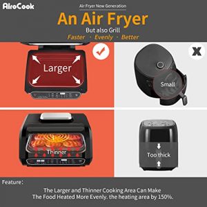 Geek Chef Smart Air Fryer & Indoor Grill Combo, 6 Steak, 6-Serving, Video Recipes & 10-in-1 Cooking Functions, Air Fryer, Roast, Pizza, Grill & Dehydrate, Smokeless & Oilless Electric Contact Griddle, with Removable Non-Stick Plates, ETL Listed, 1700W
