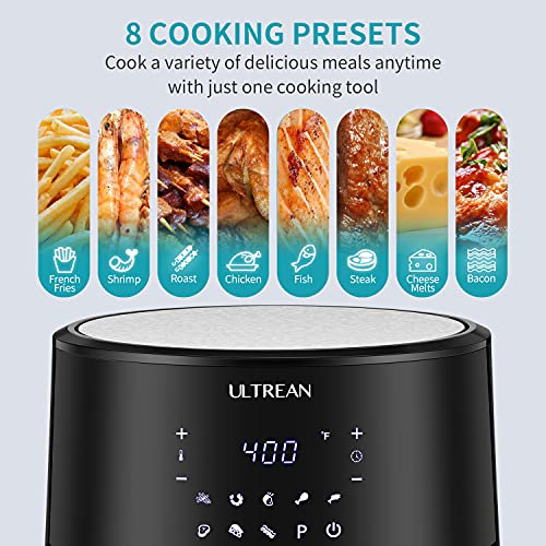 Ultrean 8 Quart Air Fryer, Electric Hot Air Fryers XL Oven Oilless Cooker with 8 Presets, LCD Digital Touch Screen and Nonstick Frying Pot, ETL Certified, Cook Book, 1-Year Warranty, 1700W