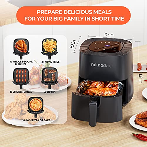 MIMODAY Air Fryer 5.8 Quart (150 Recipes Cookbook), 1500W Oven with 8 Presets, Electric Hot Oilless Cooker as Gift for Women and Mom, NonStick Detachable Basket, LED Digital Touchscreen, ETL Listed