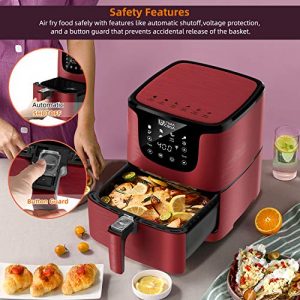 Ultima Cosa Air Fryer, 5.8QT Oil Free XL Electric Hot Air Fryers Oven, Programmable 9-in-1 Cooker with Preheat & Dryout,1700W … (5.8QT, Red)