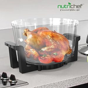 NutriChef Convection Countertop Toaster Oven - Healthy Kitchen Air Fryer Roaster Oven, Bake, Grill, Steam Broil, Roast & Air-Fry , Includes Glass Bowl, Broil Rack and Toasting Rack, 120V - PKCOV45